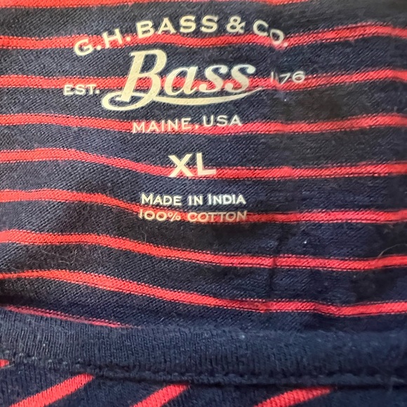 G.H. Bass & Co. Women's 3/4 FlutterSleeve Stripe Top - Navy and Red Stripes - Picture 3 of 4
